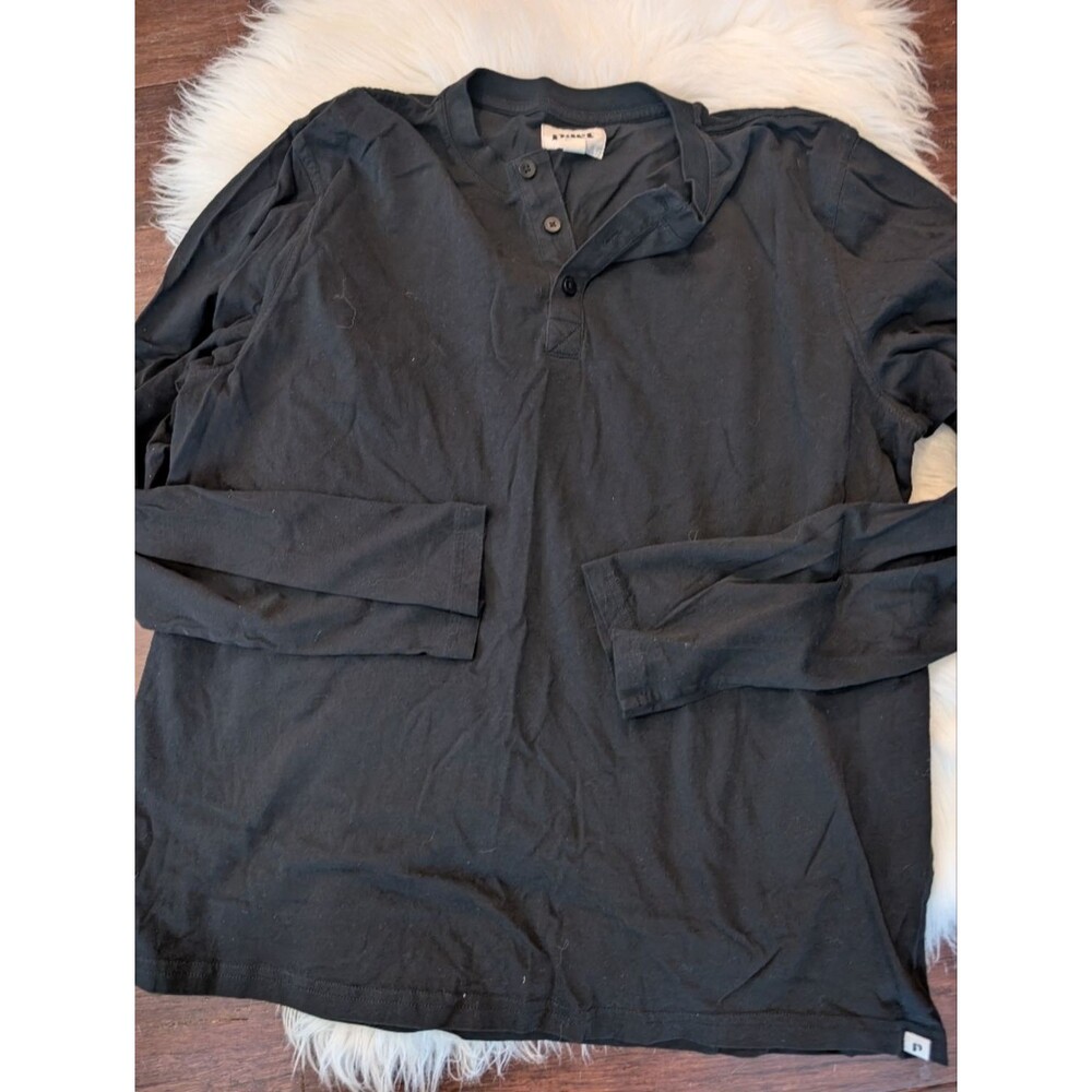 Pact Field Midweight Slub Long Sleeve Black Long-Sleeve Henley Tee L Large